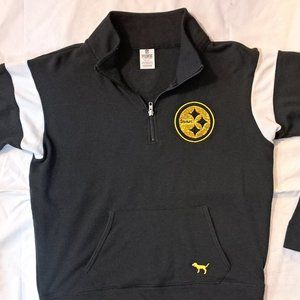 Victoria's Secret PINK Half Zip Sweatshirt (M) Steeler Watt Pickett Harris Jones